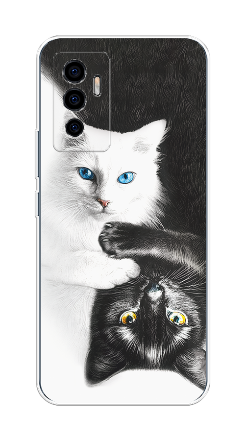 

Чехол на Vivo V23e/Y75 4G "Коты Инь-Янь", Черный;белый;голубой, 267050-1
