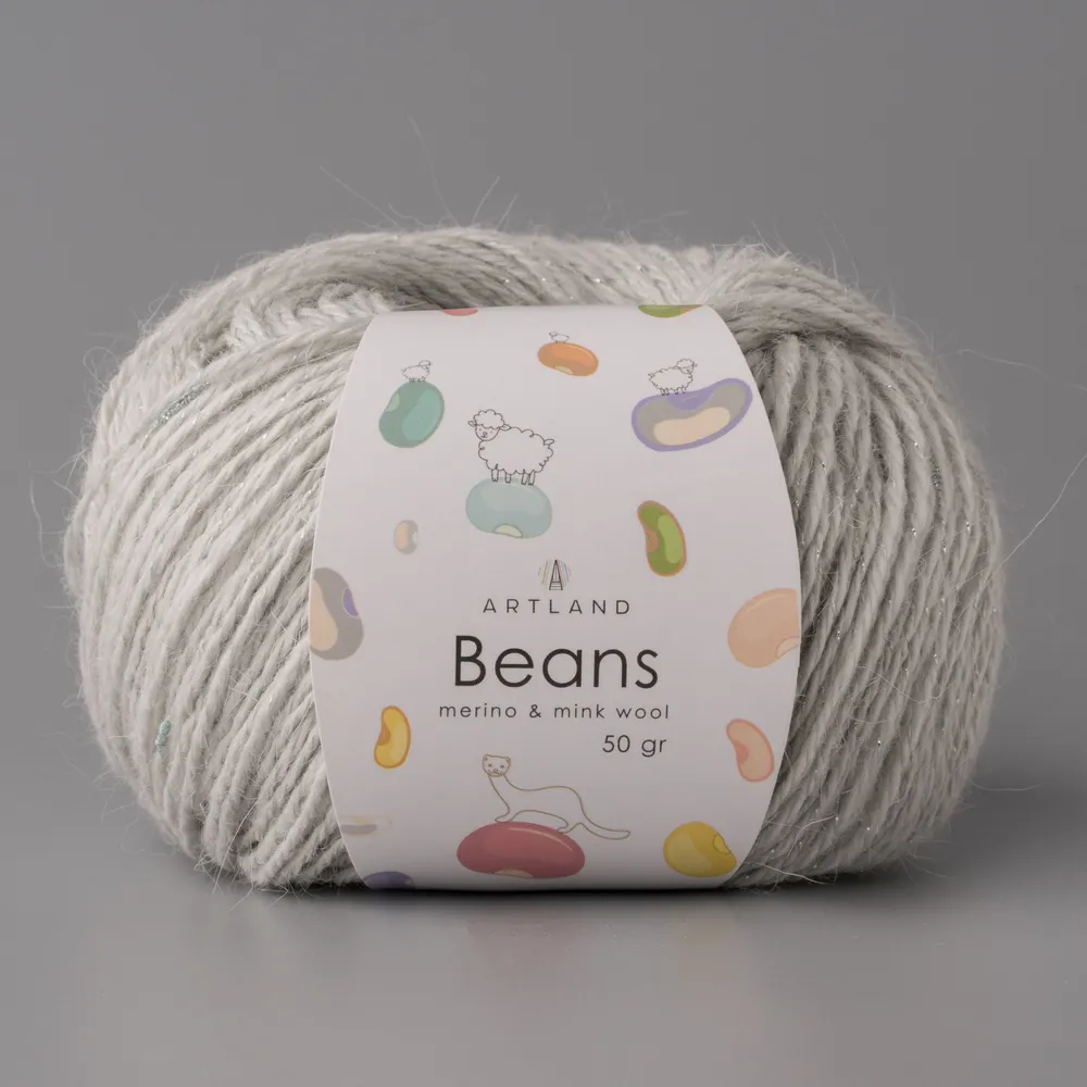 

Пряжа Artland Beans, 5 мотков 240 м, 50 гр, цвет 35 светло-серый, beans5 NL
