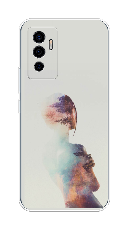 

Чехол на Vivo V23e/Y75 4G "Девушка-лес", Розовый;голубой;серый, 267050-1