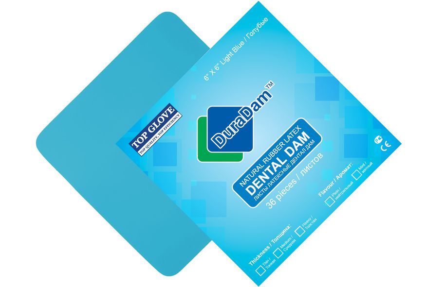 

Латексные листы для коффердама DuraDam, синие, без запаха, средние, 36 шт., DuraDam