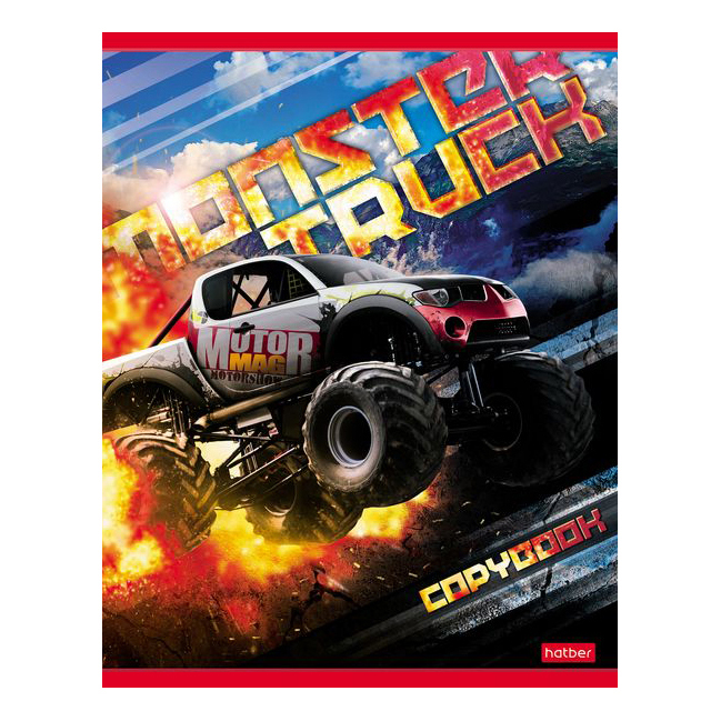 

Тетрадь Hatber Monster Truck 24 листа А5 скрепка в клетку