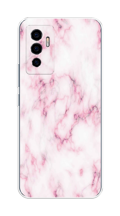 

Чехол на Vivo V23e/Y75 4G "Мрамор с розовым", Белый;розовый, 267050-1