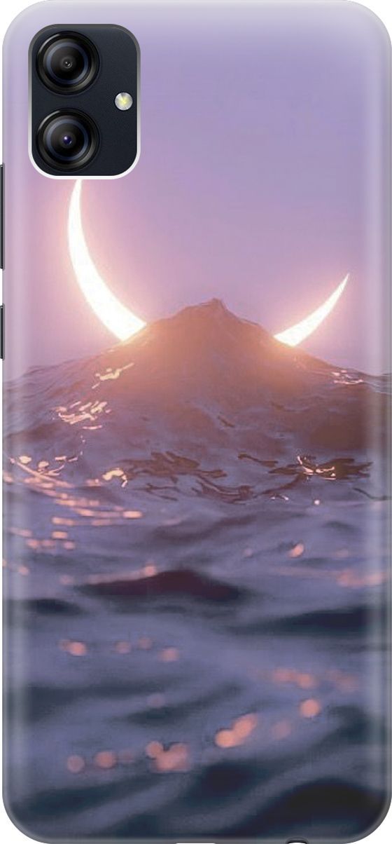 

Силиконовый чехол на Samsung Galaxy A04e с принтом "Месяц и море", Желтый;розовый, 158468