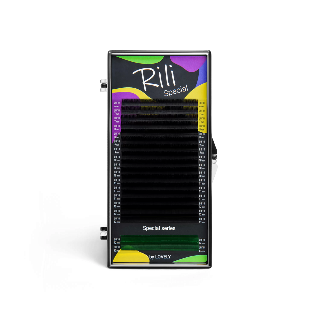 

Ресницы чёрные Rili Special green 18 линий MIX L 007 6-13mm, Черный