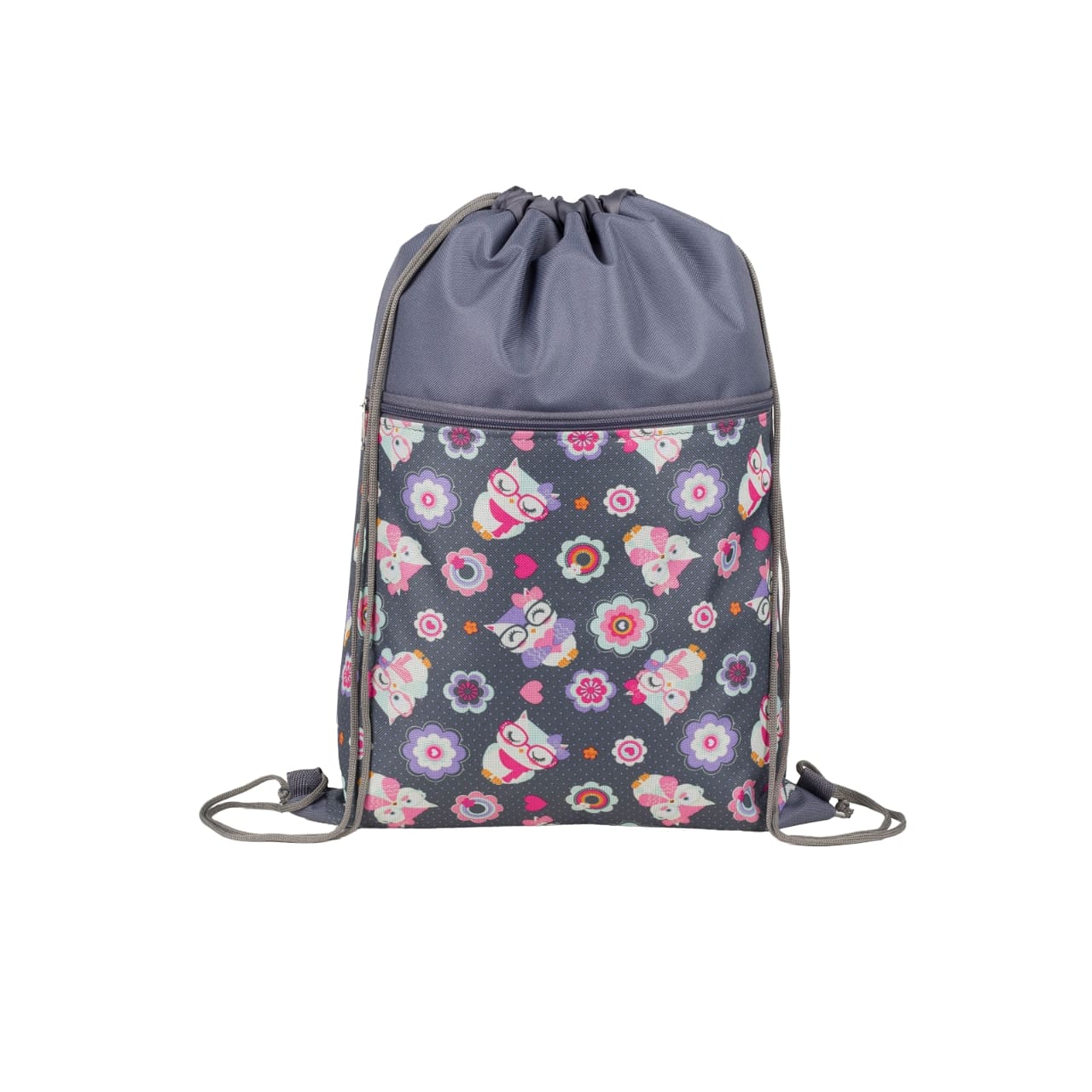 

Мешок для обуви, отдел на шнурке, наружный карман на молнии, цвет серый