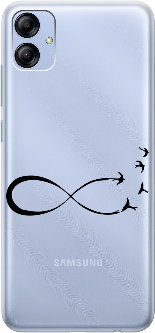 

Силиконовый чехол на Samsung Galaxy A04e с 3D принтом "Infinity" прозрачный, Прозрачный;черный, 158472