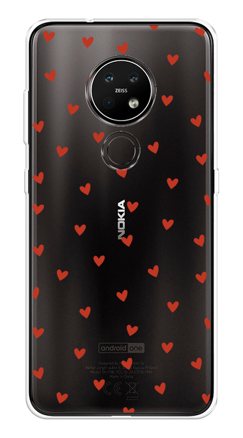 

Чехол на Nokia 6.2/7.2 "Red hearts", Красный;прозрачный, 123050-1