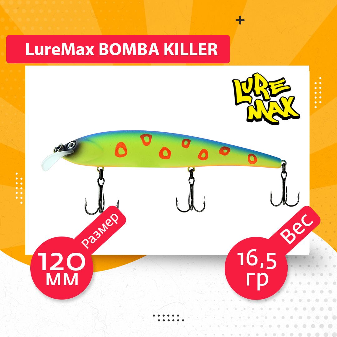 

Воблер для рыбалки LureMax BOMBA KILLER LWBK120FDR-126, Разноцветный