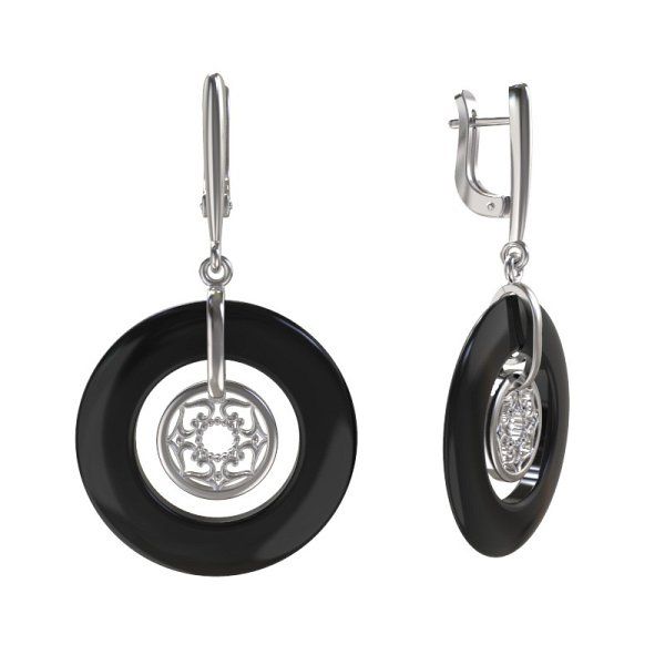 

Серьги подвески из серебра TEO MAORI 81031842-01220-N, оникс, 81031842-01220-N