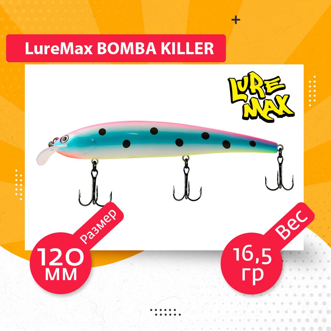 

Воблер для рыбалки LureMax BOMBA KILLER LWBK120FDR-140, Разноцветный