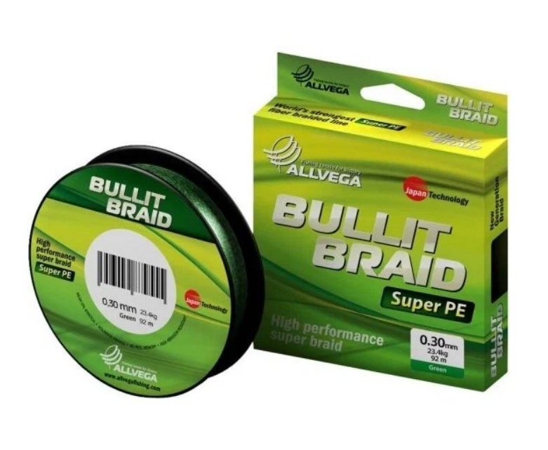 

Шнур плетёный Allvega Bullit Braid 92м тёмно-зелёный 0,30мм (23,4кг), Зеленый, Bullit Braid