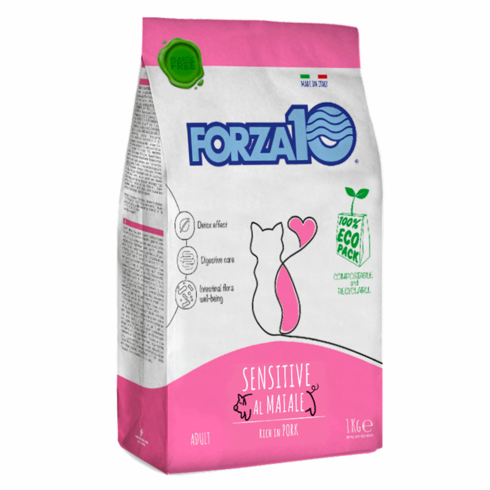 Сухой корм для кошек Forza10 Cat Maintenance Sensitive, для пищеварения, со свининой, 1 кг
