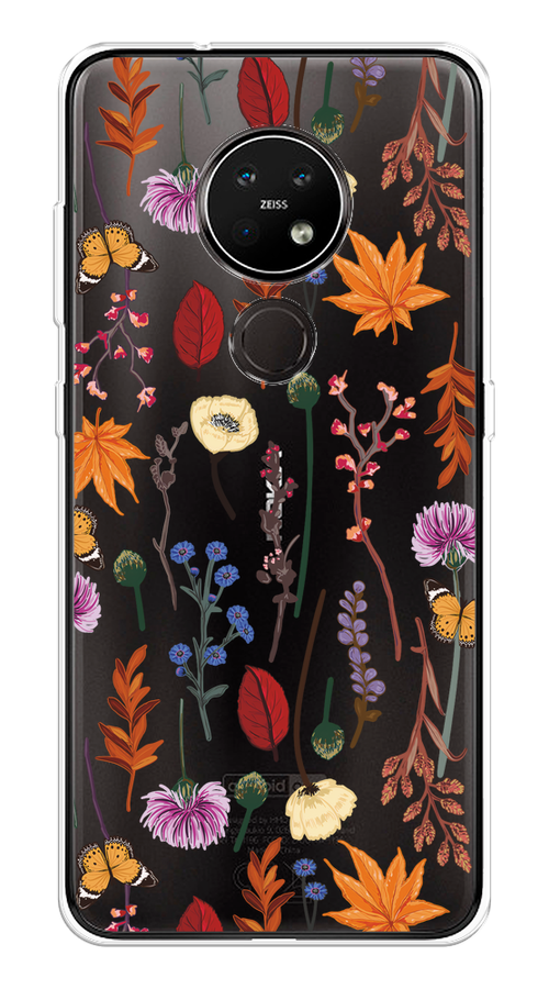 

Чехол на Nokia 6.2/7.2 "Orange Purple flowers", Оранжевый;красный;розовый;желтый;прозрачный, 123050-1