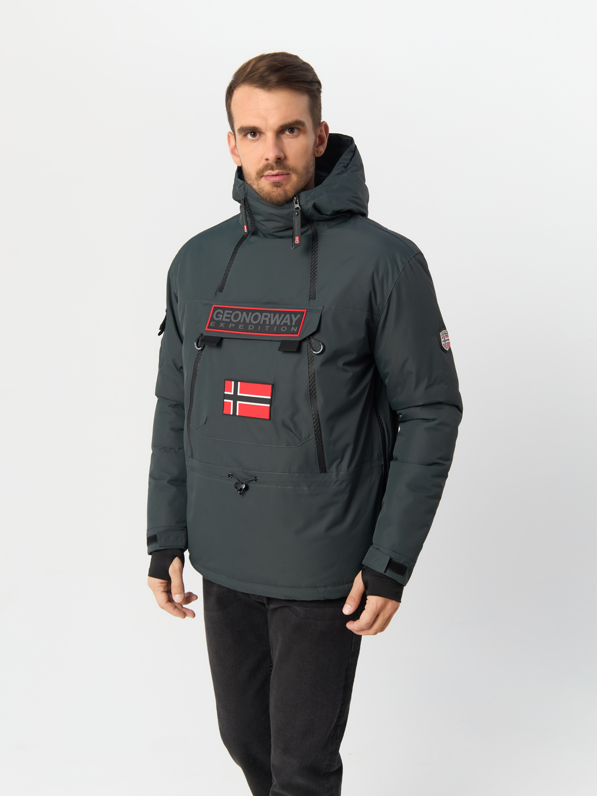 Парка мужская Geographical Norway WW5541H-GNO, с капюшоном, темно-серый, 3XL