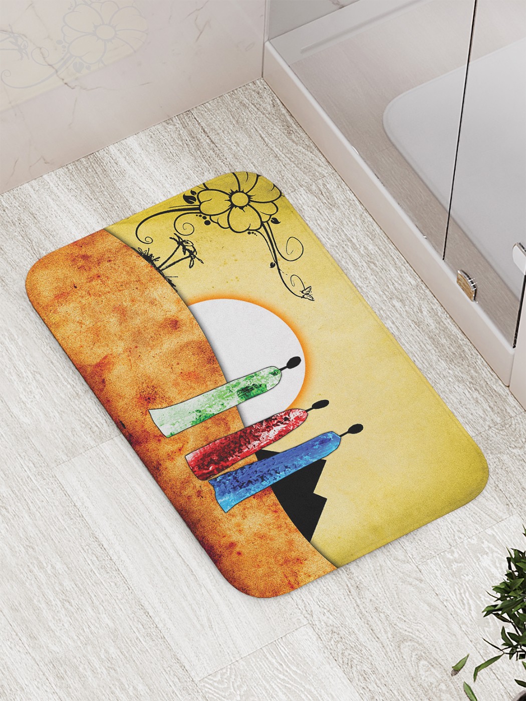 

Коврик противоскользящий JoyArty Наблюдатели заката для ванной 77х52 см