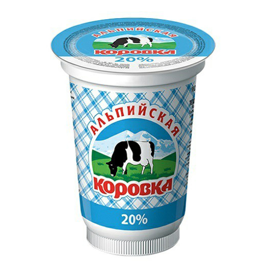 

Сметанный продукт Альпийская Коровка 20% СЗМЖ 400 г