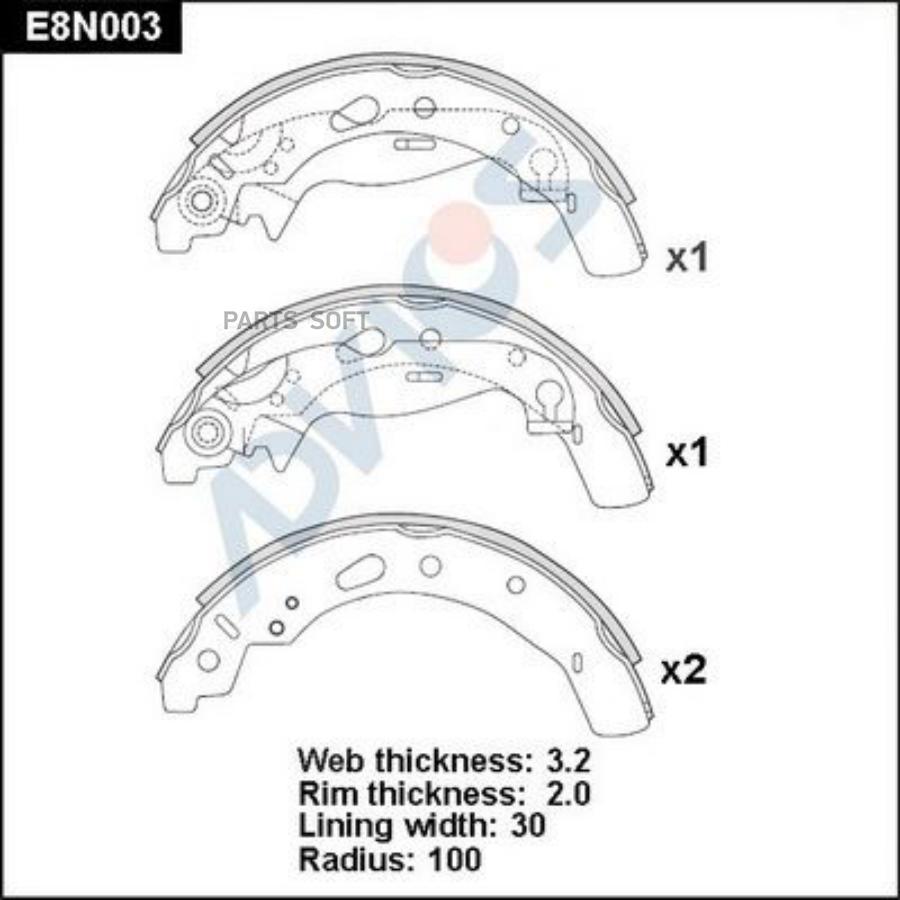 

Тормозные колодки ADVICS барабанные E8N003