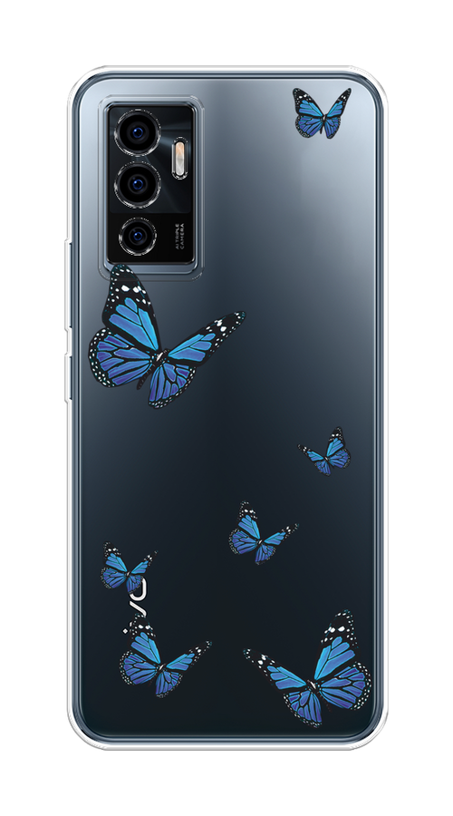 

Чехол на Vivo V23e/Y75 4G "Blue butterflies", Синий;черный, 267050-1
