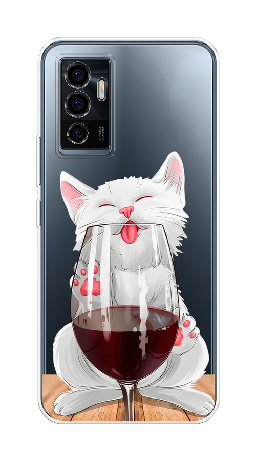 

Чехол на Vivo V23e/Y75 4G "Кот с бокалом", Прозрачный;белый;красный, 267050-1