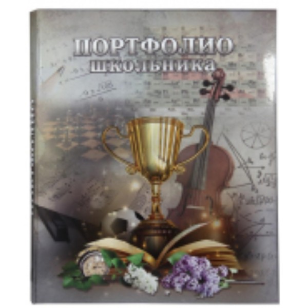 

Папка-портфолио школьника Паруса с гребешками с цв листами в файлах 14 шт, Серый
