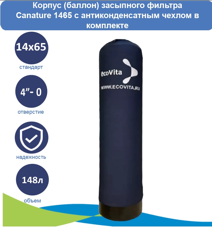 

Корпус (баллон) засыпного фильтра Canature 1465 с ДРС и антиконденсатным чехлом в комплект, Корпус (баллон) засыпного фильтра Canature