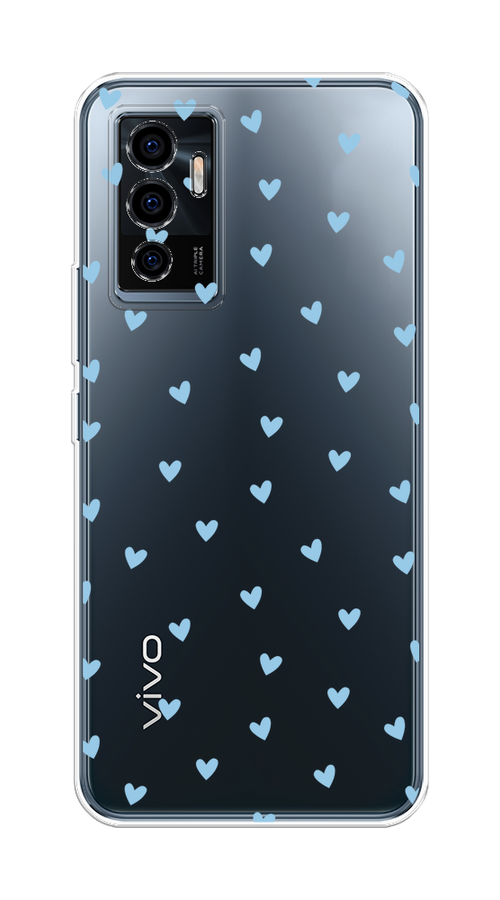 

Чехол на Vivo V23e/Y75 4G "Голубые сердечки паттерн", Голубой;прозрачный, 267050-1