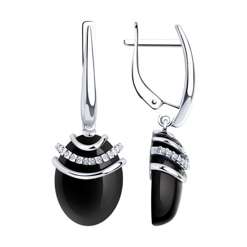 

Серьги подвески из серебра TEO MAORI 883020112, агат/фианит, 883020112