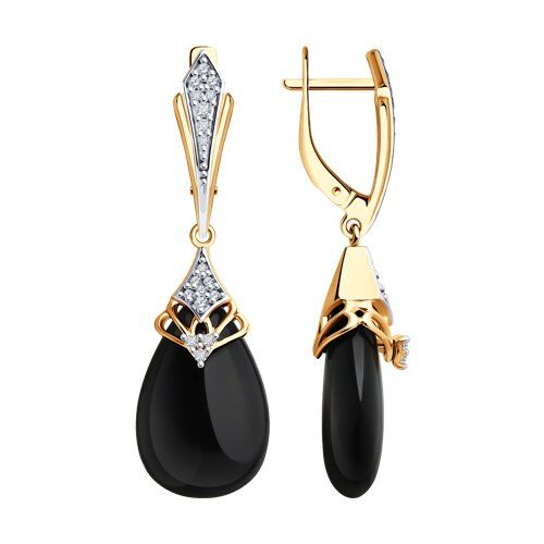 

Серьги подвески из серебра TEO MAORI 883020411, оникс/фианит, 883020411