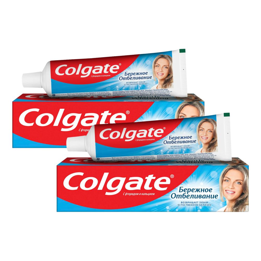 Комплект Зубная паста Colgate Бережное Отбеливание 50 мл х 2 шт. innova sensitive зубная паста бережное осветление эмали 75