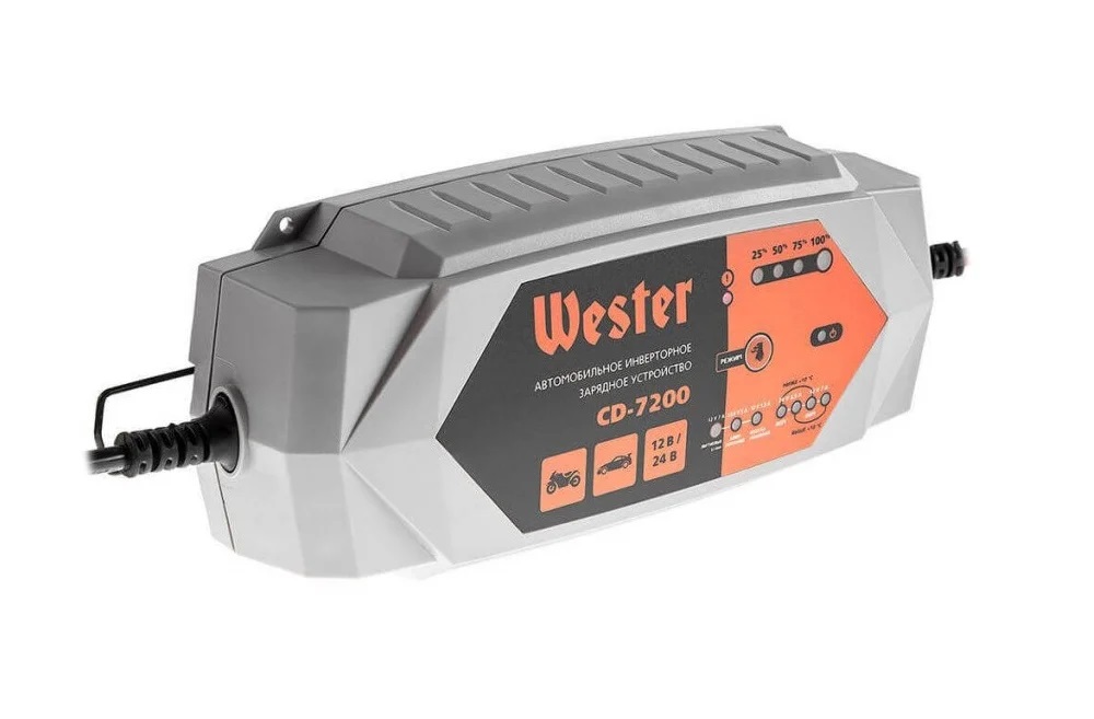 Зарядное устройство Wester CD-7200 900-012 для АКБ 12 В / 24 В, макс 7 А, АКБ до 230 Ач