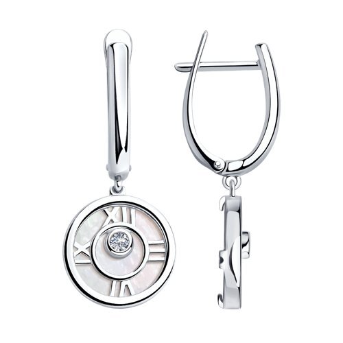 

Серьги подвески из серебра TEO MAORI 894023195, перламутр/фианит, 894023195