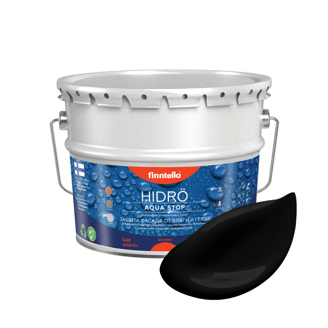 

Краска HIDRO , MUSTA черный, 9л, HIDRO самоочищающаяся фасадная со свойствами лотоса, плиолит-полиуретановая