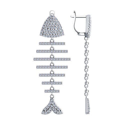 

Серьги подвески из серебра TEO MAORI 894025723, фианит, 894025723