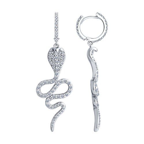 

Серьги подвески из серебра TEO MAORI 894025882, фианит, 894025882