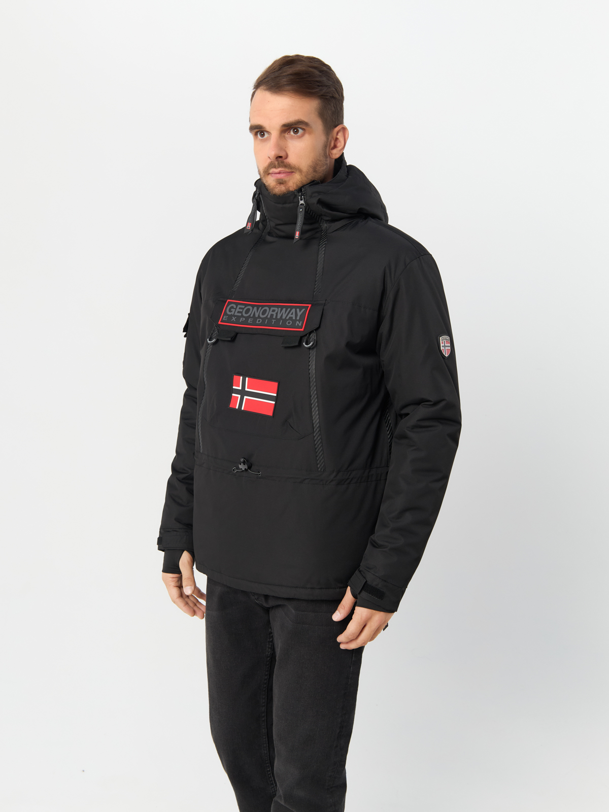 Парка мужская Geographical Norway WW5541H-GNO, с капюшоном, черный, L