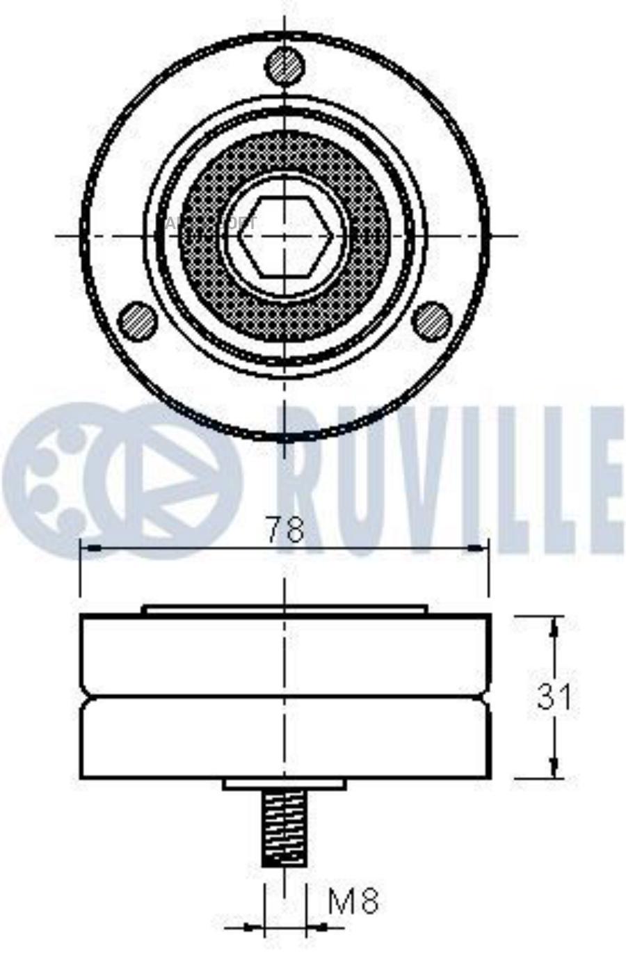

Ролик руч.ремня AUDI A8 3.7-4.2 2002=> Ruville 542087