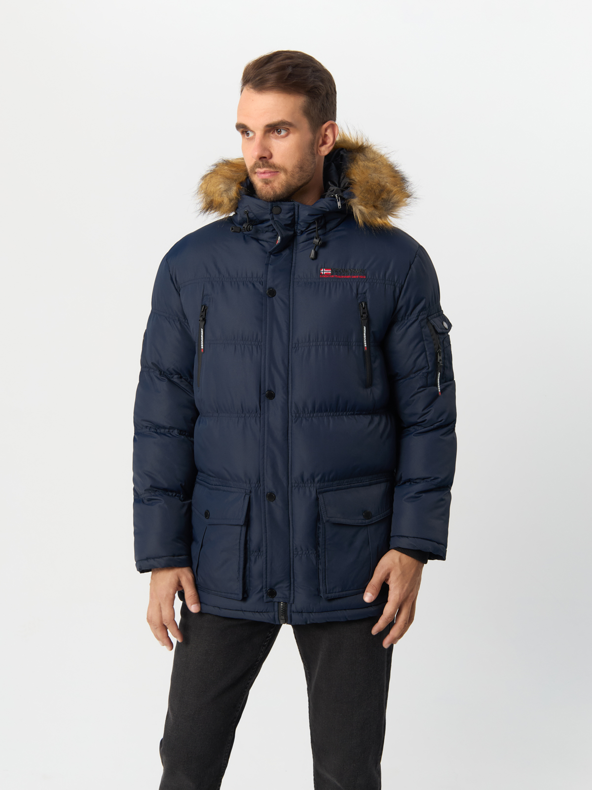 Парка мужская Geographical Norway WW5324H-GNO со съёмным капюшоном Navy 2XL 7978₽