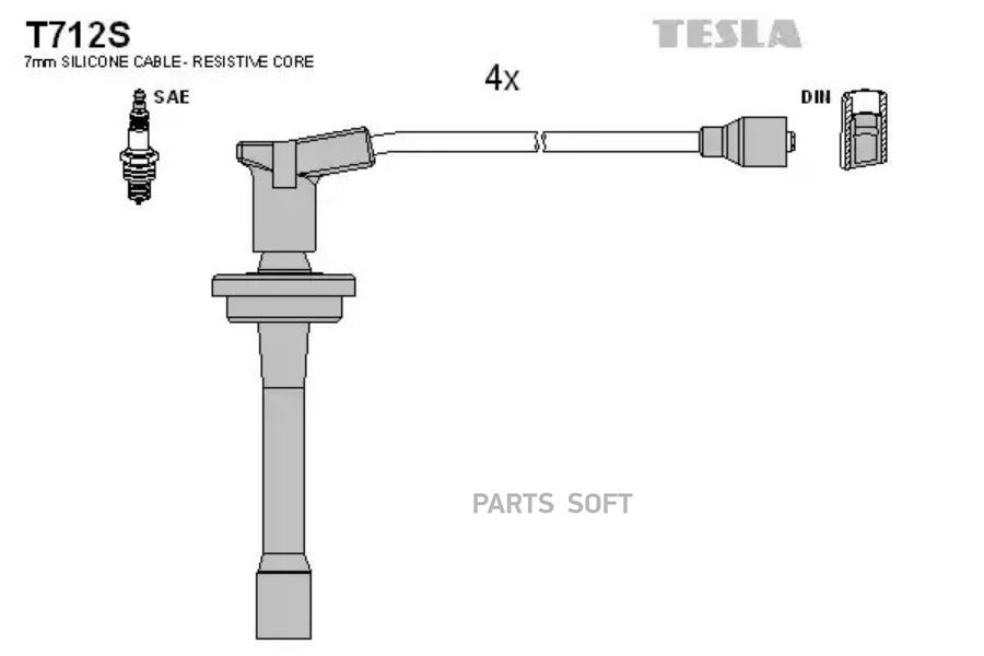 

Провода в/в для а/м ГАЗ 406 дв с наконечниками силикон TESLA T712S TESLA T712S