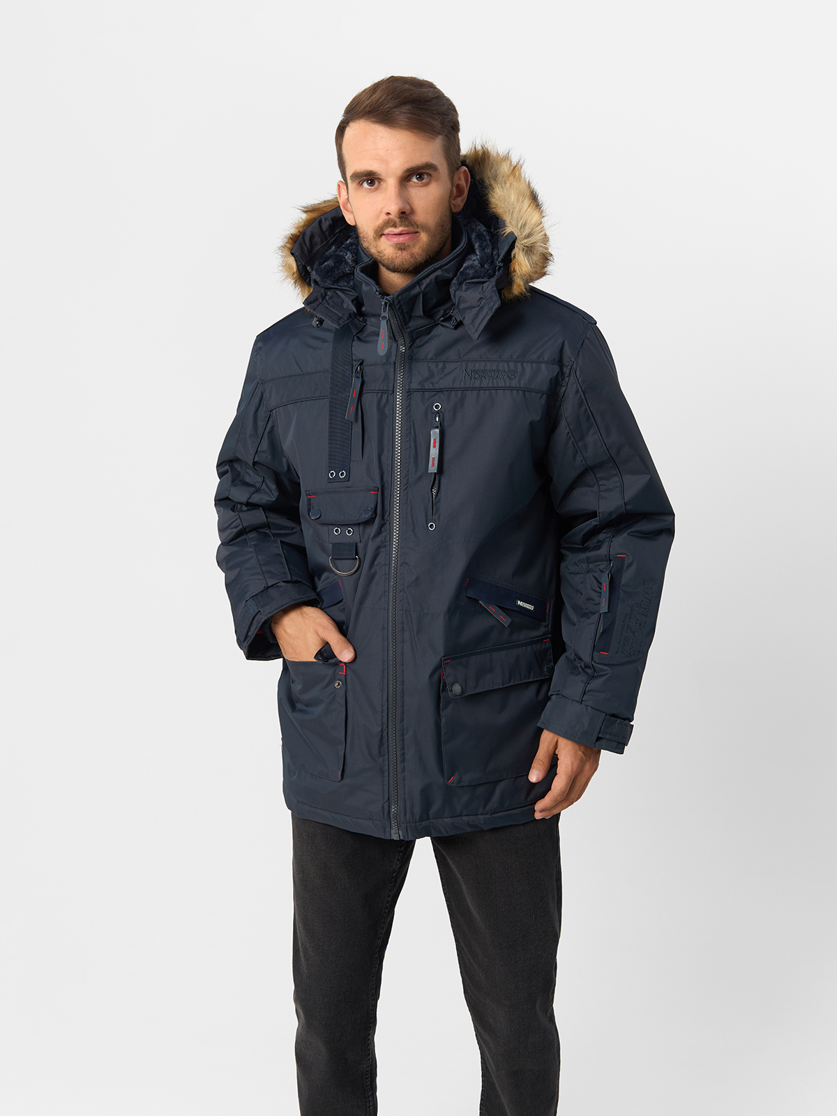 Парка мужская Geographical Norway WW6470H-GN, со съёмным капюшоном, Navy, L