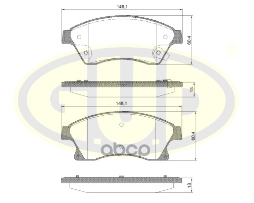 

Колодки тормозные передние opl astra h 06-/j 09-/mokka 12-/chv cruze 09-/ave GUD GBP143112