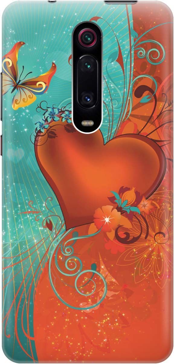 

Чехол на Xiaomi Mi 9T "Сердце и бабочка", Зеленый;красный, 447