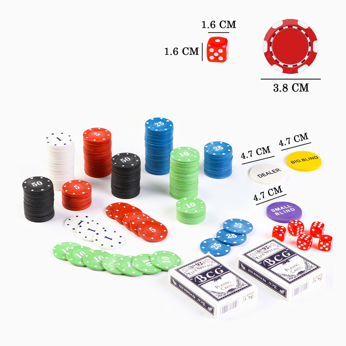 Покерный набор Время игры 9911693 для игры, 200 фишек, 2 колоды карт, 5 кубиков