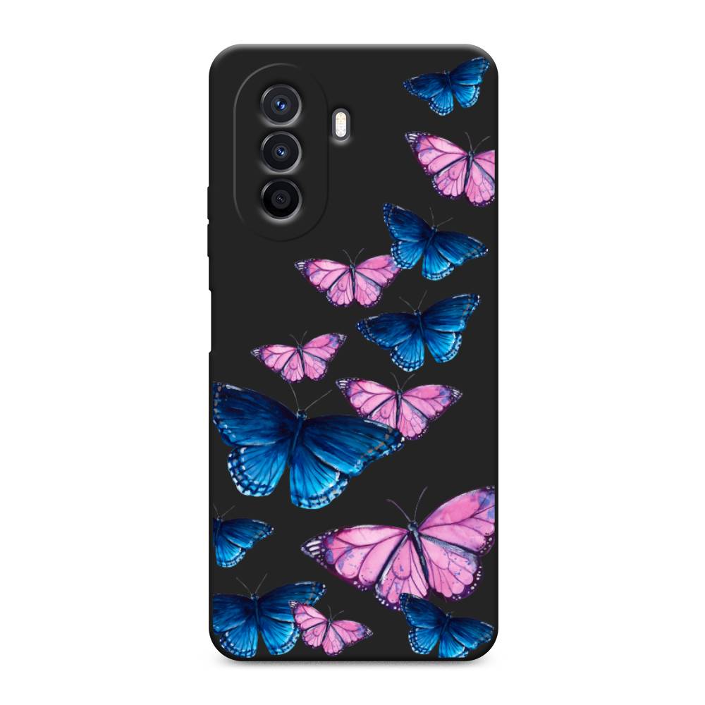 

Чехол Awog на Huawei Nova Y70 / Хуавей Нова Y70 "Полет бабочек", Синий;черный;розовый