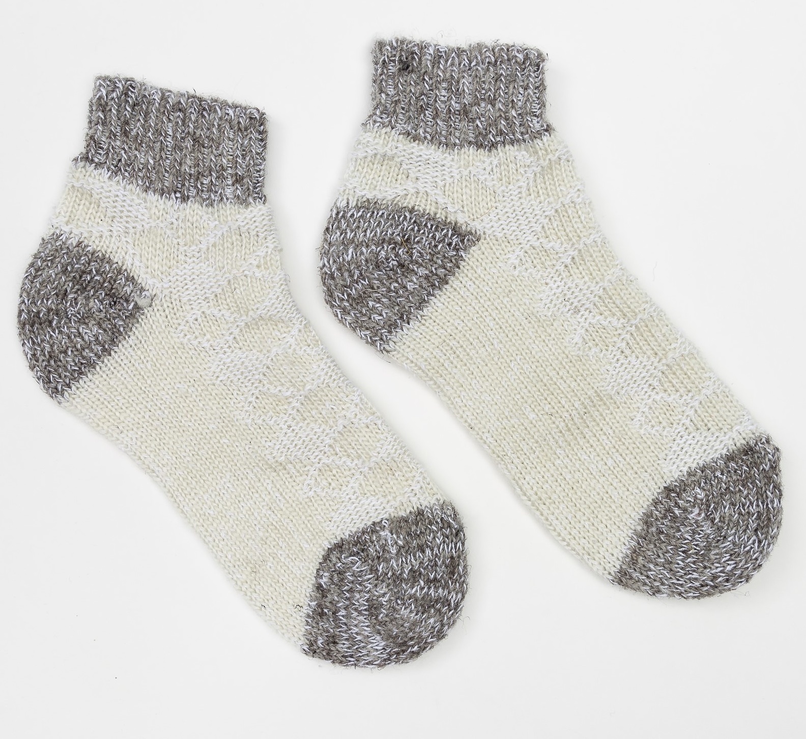 Носки детские укороченные цвет белый/серый, размер 20-22