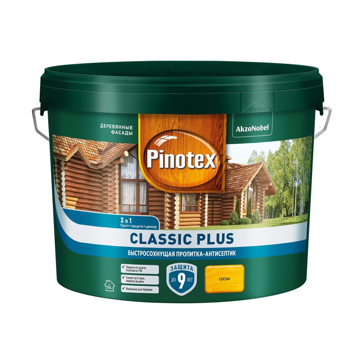 Пропитка-антисептик Pinotex Classic Plus 3 в 1,быстросохнущая, сосна, 2,5 л антисептик pinotex classic декоративный для дерева сосна 1 л