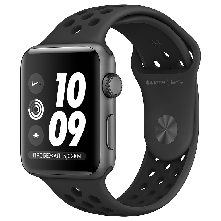 фото Смарт-часы apple watch series 3 nike+ 38mm space grey, black sport band (mtf12ru/a)