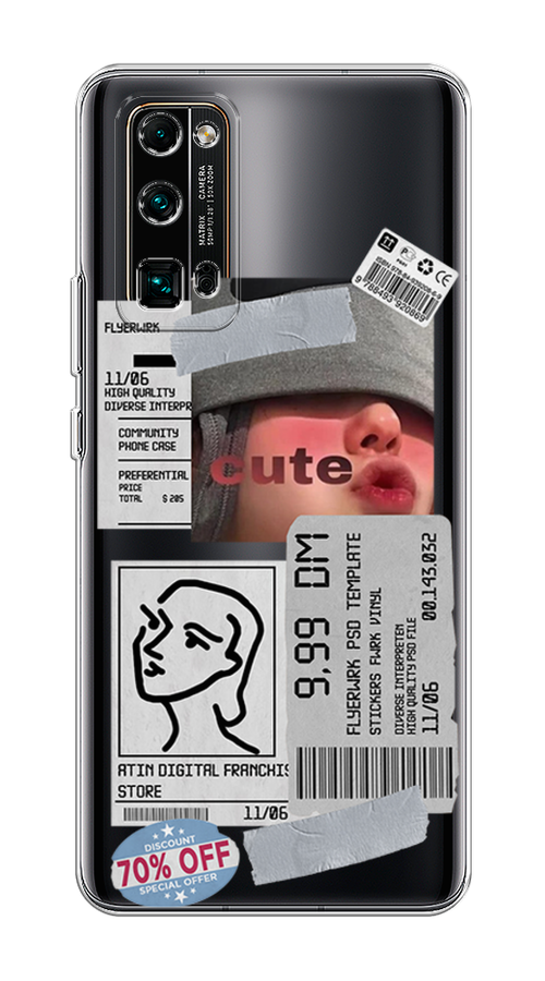 

Чехол на Honor 30 Pro Plus "Cute girl collage", Розовый;серый;голубой, 612250-6