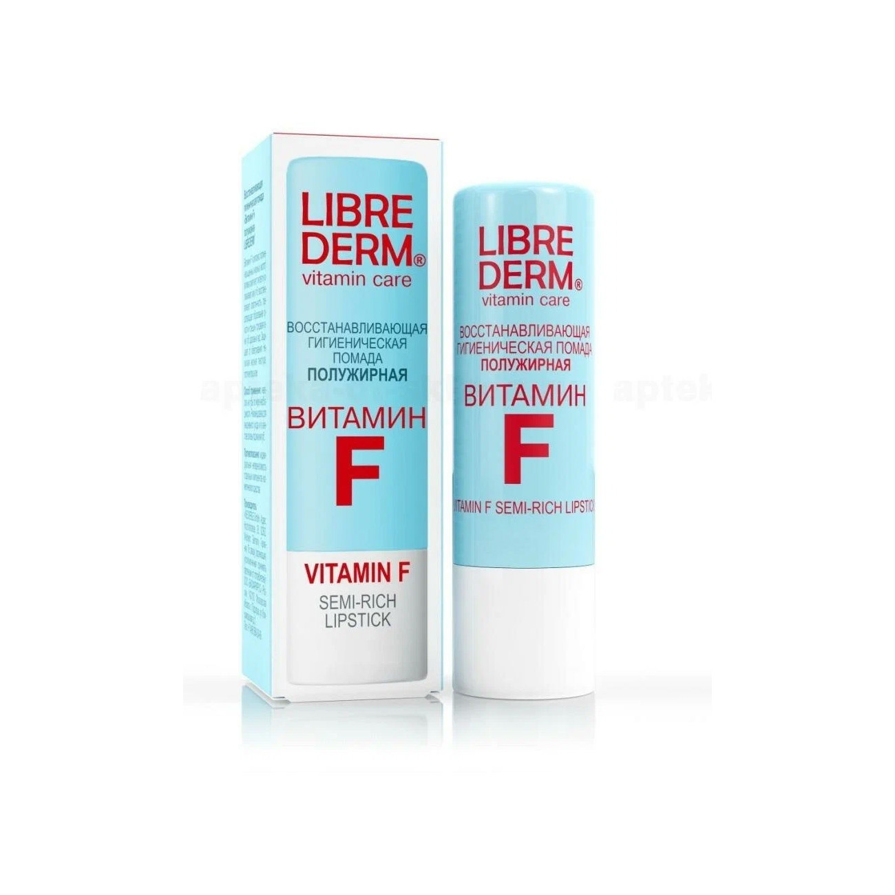 Восстанавливающая гигиеническая помада для губ полужирная LIBREDERM Витамин F 4 г librederm vitamin f rich lipstick помада гигиеническая восстанавливающая жирная 4 г