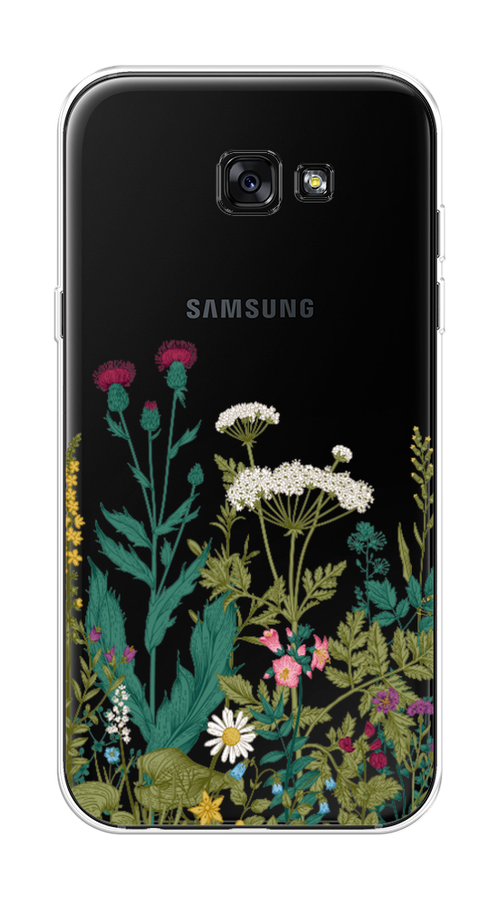 

Чехол на Samsung Galaxy A7 2017 "Дикие полевые цветы", Зеленый;розовый;белый, 20950-2