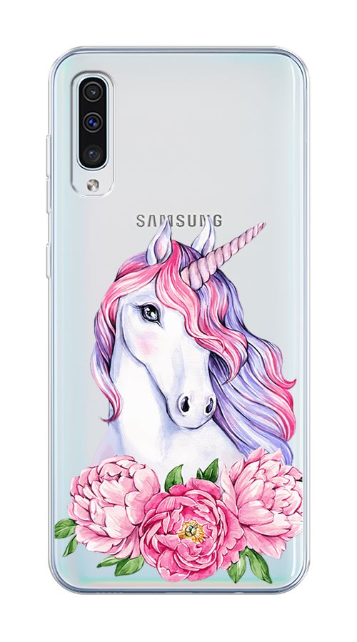 

Чехол на Samsung Galaxy A50/A30S "Единорог с пионами", Розовый;белый;зеленый, 28850-1